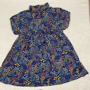 John Lewis navy floral long sleeve collared dress size 7